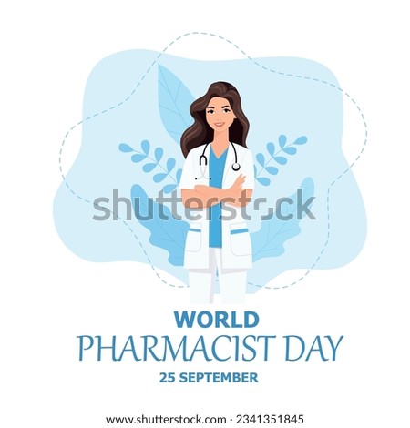 World Pharmacists Day Which Is Held on September 25th. Doctor, Medicine and Pills Concept. For Background, Banner or Poster Landing Page Vector Illustration