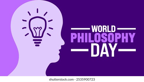 World Philosophy Day background or banner design template is observed every year in November. Holiday concept. Template for card, poster, placard, template.