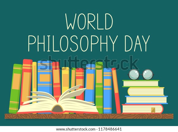 World Philosophy Day Books On Shelf Stock Vector (Royalty Free) 1178486641