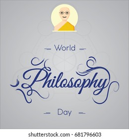 World Philosophy Day, November. Buddhist man spiritual concept illustration vector.
