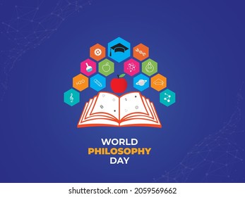 World Philosophy Day. Template for background, banner, card, poster. Vector illustration.