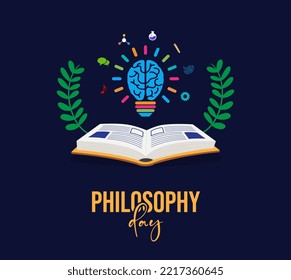 World philosophy day theme template. Vector illustration. Suitable for Poster, Banner, campaign, greeting card, sign, stamp, banner, poster designs for social media, print media banner, Creative 