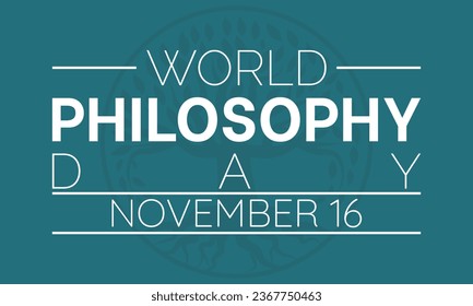 World Philosophy Day Vector Banner with Thinker and Philosophical Symbols. Vector template for background, banner, card, poster design.