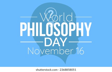 World Philosophy Day Vector Banner with Thinker and Philosophical Symbols. Vector template for background, banner, card, poster design.