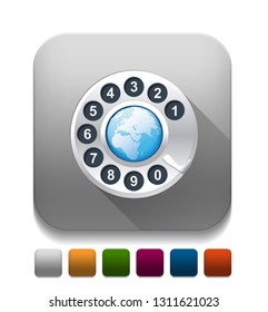 world phone With long shadow over app button