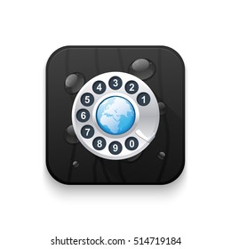 world phone With long shadow over app button