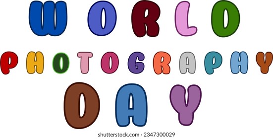 World photgraphy day text typography vector illustration, photography vector illustration, Photography lettering inscription
