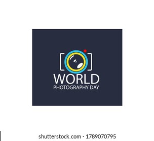 World photo or photography Day. August 19. Holiday concept. Template for background, banner, card, poster with text inscription. Vector illustration