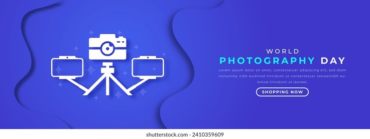 World Photo or Photography Day Paper cut style Vector Design Illustration for Background, Poster, Banner, Advertising, Greeting Card