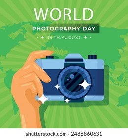 World Photography day 19 August. Photography background.