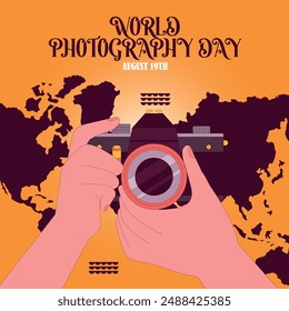 World Photography day 19 August. Photography background.