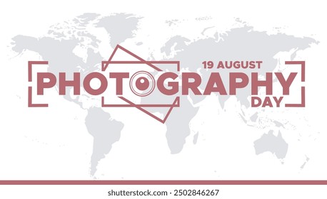 World Photography Day, 19 August, Greeting card for Photography Day, editable template, World Photography Day stock illustration. eps file.