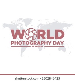 World Photography Day, 19 August, Greeting card for Photography Day, editable template, World Photography Day stock illustration. eps file.