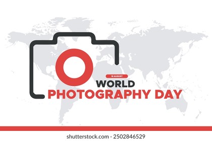 World Photography Day, 19 August, Greeting card for Photography Day, editable template, World Photography Day stock illustration. eps file.