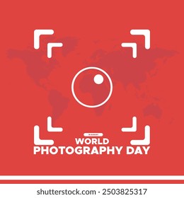 World Photography Day, 19 August, Greeting card for Photography Day, editable template, World Photography Day stock illustration. eps file.