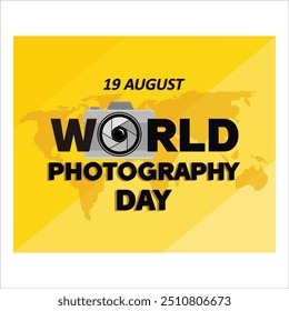 Dia Mundial da Fotografia, 19 de agosto. Projeto de cartaz para arte abstrata e tipografia para folhetos e brochuras. vetor plano moderna ilustração 