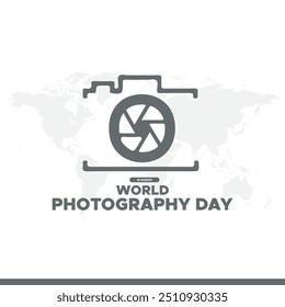 World Photography Day, 19 August, Greeting card for Photography Day, editable template, World Photography Day stock illustration. eps file.