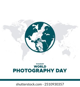 World Photography Day, 19 August, Greeting card for Photography Day, editable template, World Photography Day stock illustration. eps file.