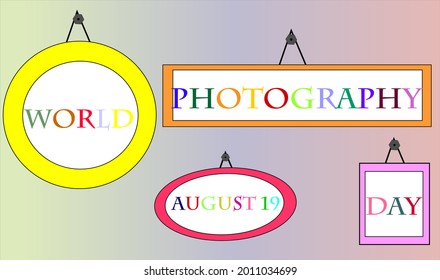 World Photography Day August 19. Vector template for banner, typography poster, card, flyer, sticker. EPS 10