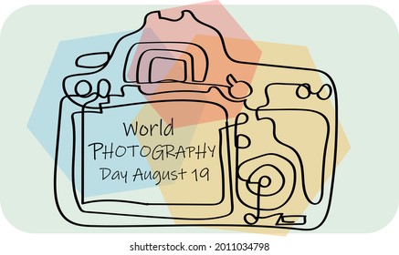 World Photography Day August 19. Vector template for banner, typography poster, card, flyer, sticker. EPS 10