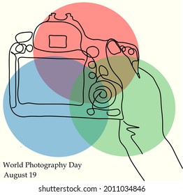 World Photography Day August 19. Vector template for banner, typography poster, card, flyer, sticker. EPS 10