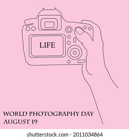 World Photography Day August 19. Vector template for banner, typography poster, card, flyer, sticker. EPS 10