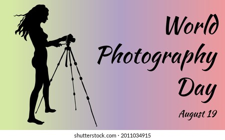World Photography Day August 19. Vector template for banner, typography poster, card, flyer, sticker. EPS 10