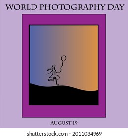 World Photography Day August 19. Vector template for banner, typography poster, card, flyer, sticker. EPS 10