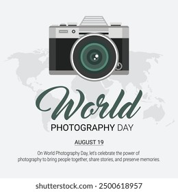World photography day August 19 banner Poster flayer template design illustration. World camera day post design. Photography day illustration. Photography day post with Blue background