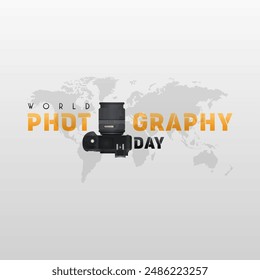 World photography day, August 19th, typography design with camera