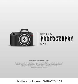 Día Mundial de la Fotografía, 19 de agosto, diseño tipográfico con cámara