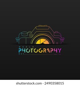 World photography day, August 19th, typography design with camera
