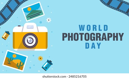 world photography day background illustration in flat style