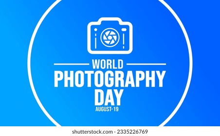 Hintergrundvorlage für den Weltfotografen-Tag Urlaubskonzept. Hintergrund-, Banner-, Plakat-, Karten- und Plakatdesign-Vorlage mit Texteinschrift und Standardfarbe. Vektorgrafik.