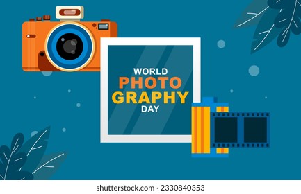 World photography day background vector