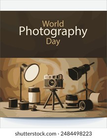 World photography day background vector, poster and banner design for world photography day. 