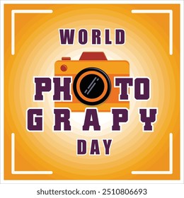 Dia Mundial da Fotografia, banner, logotipo, Tipografia. vetor plano moderna ilustração 