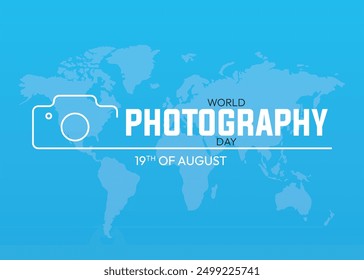 Día Mundial de la Fotografía Diseño de Plantilla de Anuncio, Día Mundial de la Fotografía 19 de agosto Anuncio.