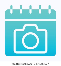 World Photography Day Camera Calendar Vector Icon. Isolated Gradient Vector Icon.
