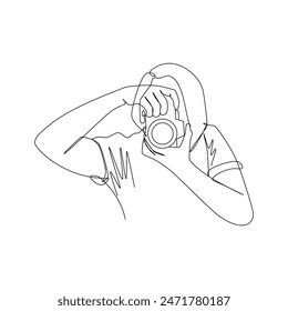 World Photography Day continuous line template. eps 10.