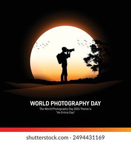 world photography day. world photography day creative banner, poster, social media post, template, background, postcard design etc. Tourism creative concept. 