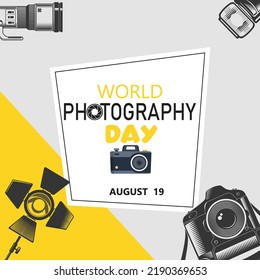 World Photography Day design. August 19. Adobe Illustrator.