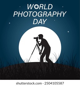 World Photography Day Digital Post Design Vector