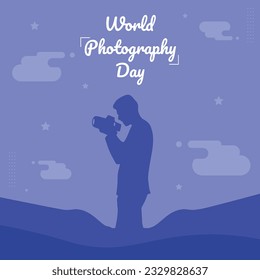 World Photography Day flat vector banner post background design. Minimalistic vector post template for World Photography Day