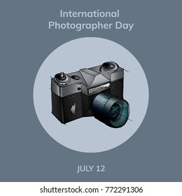 world photography day. July 12. Flat vector illustration