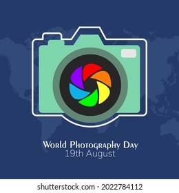 World Photography Day on August 19th. Suitable for greeting card poster and banner. Vector Illustration