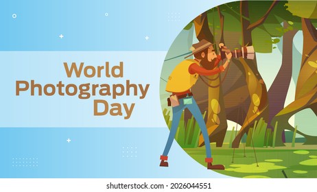 world photography day on August 19 business brochure flyer banner design horizontal template vector, cover presentation abstract, modern publication poster and flag-banner, layout in rectangle size.