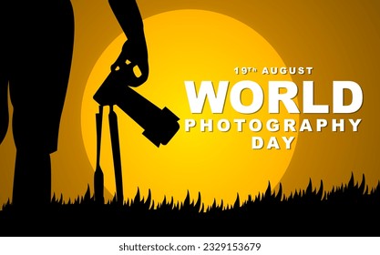 World photography day on August 19th, photographer silhouette illustration design.