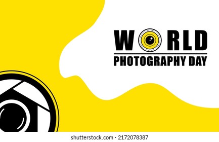 world photography day, perfect design with lens, vector illustration and text.