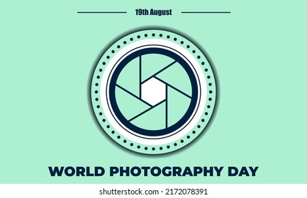 world photography day, perfect design with lens, vector illustration and text.